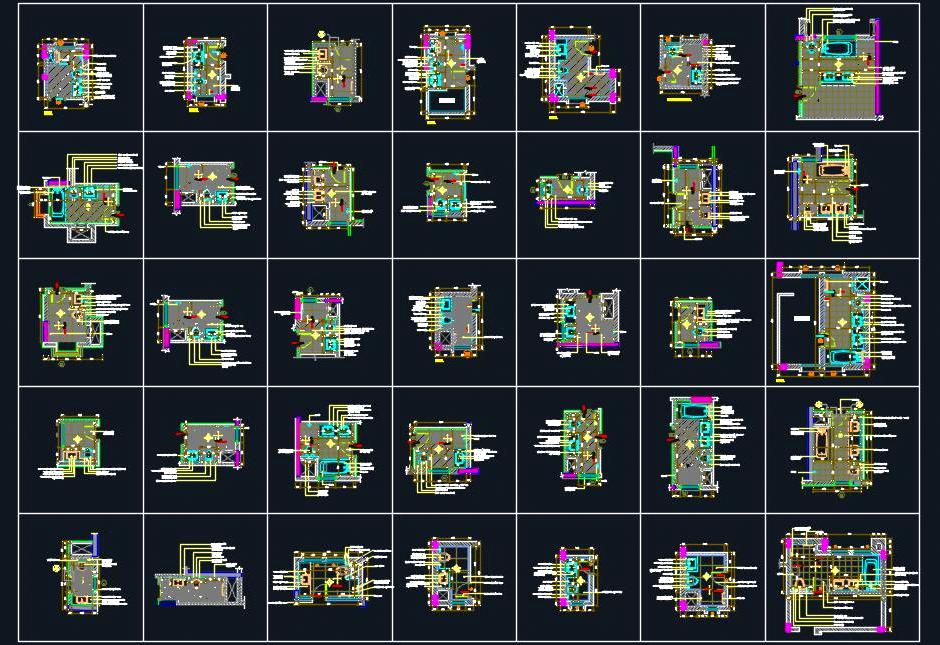 35 Bathroom Layout Options CAD- Various Sizes and Designs